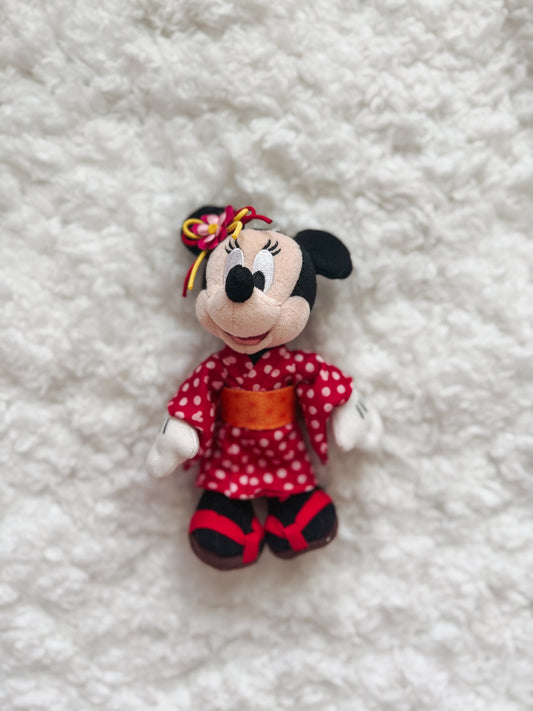 Polka Dot Kimono Minnie Plush Keychain
