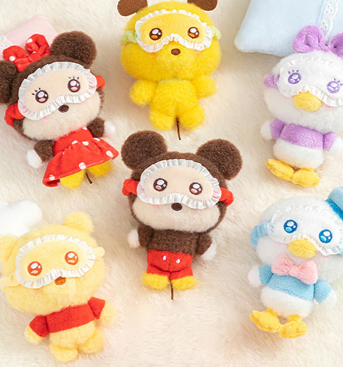 Disney Squinting Sleepwear Series Plush Keychains Gift Blind Boxes